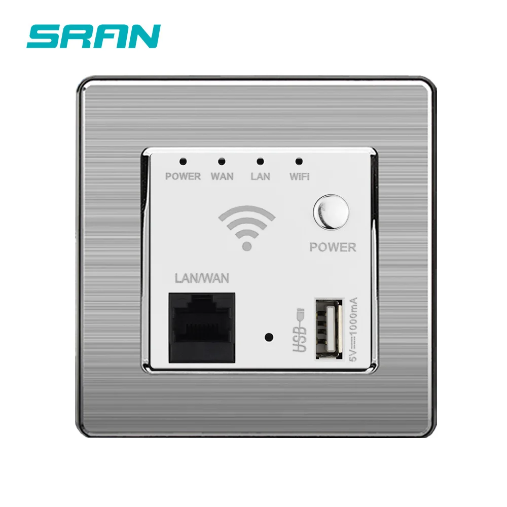 Настенная розетка SRAN с Wi Fi USB из нержавеющей стали 86 мм * 300 МБ|Электрические