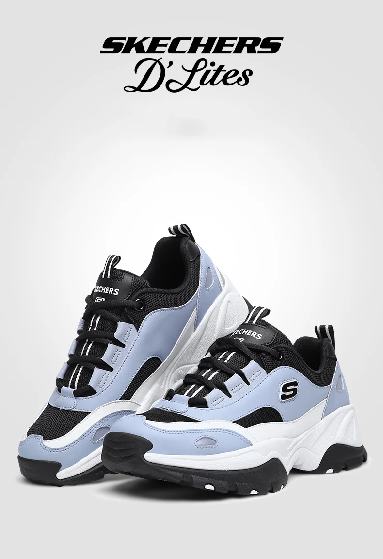 Skechers/Мужская обувь D'lites на платформе; Вулканизированная обувь; кроссовки со шнуровкой; обувь для папы; кроссовки; брендовая Роскошная оригинальная обувь; 999031-BKW