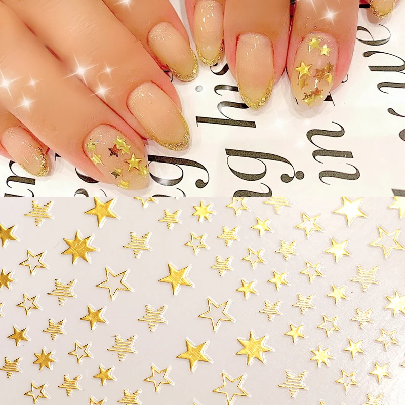 1 лист 3D золотая бронзовая Серебряная наклейка для дизайна ногтей Рельефный