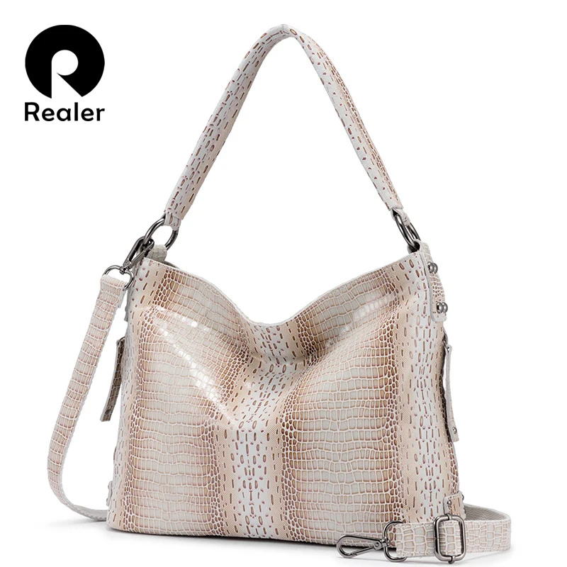 Женская сумка тоут из натуральной кожи со змеиным принтом|Сумки с ручками| |