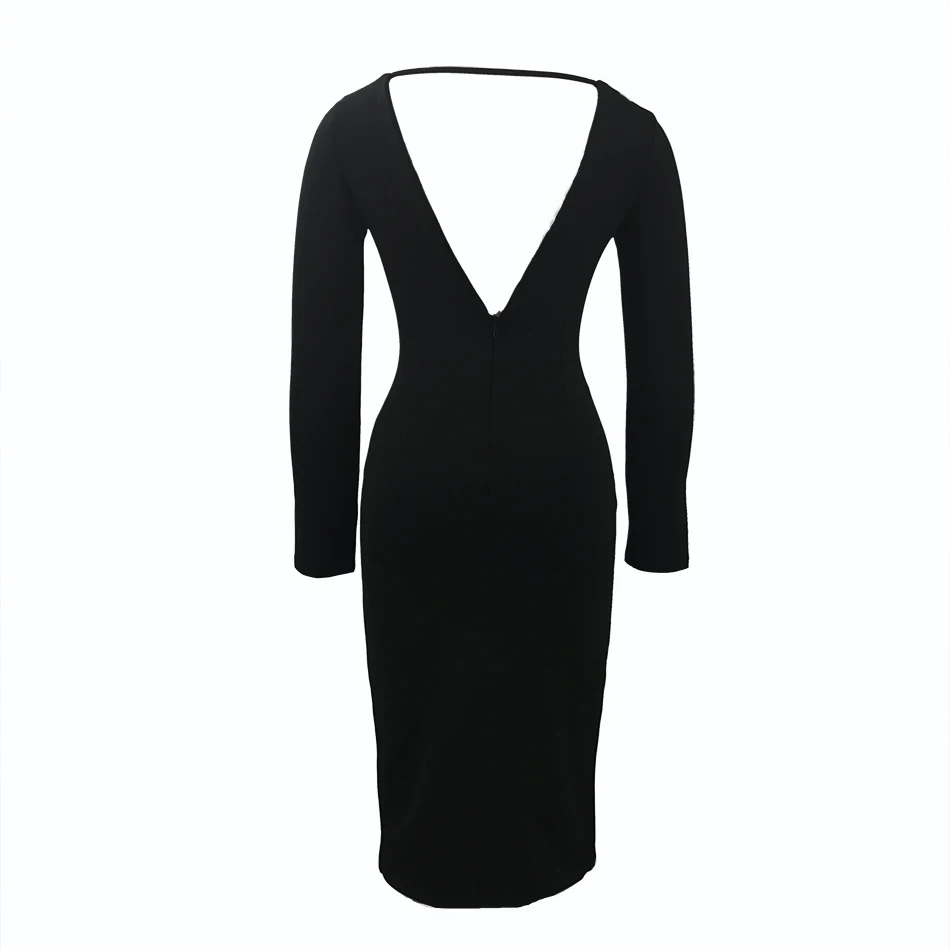 Новинка 2021 сексуальное женское платье с длинным рукавом глубоким v-образным