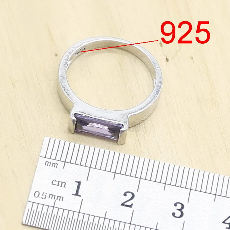 Ювелирные наборы из серебра 925 пробы с натуральным фиолетовым аметистом для