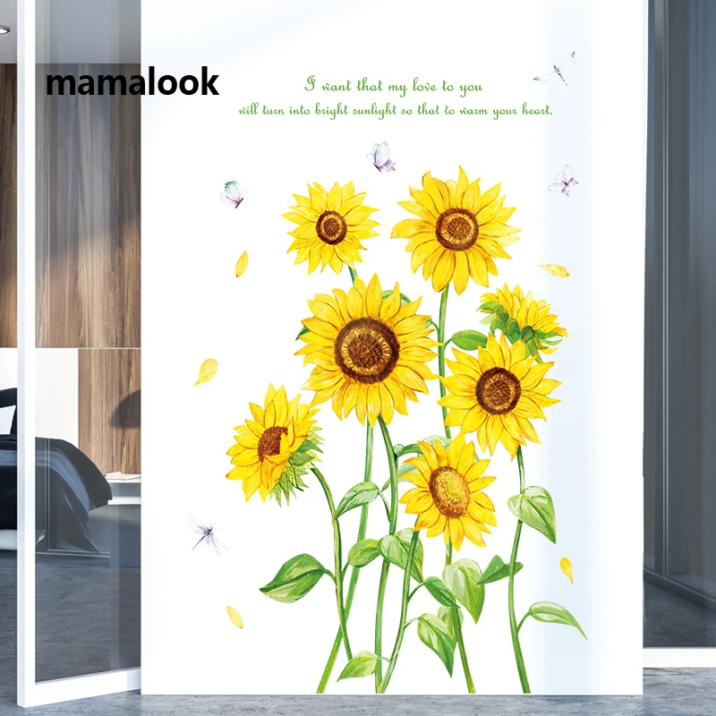 

Sunflower flower decorative wall stickers porch door dining room bedside bedroom background removable decorative stickers