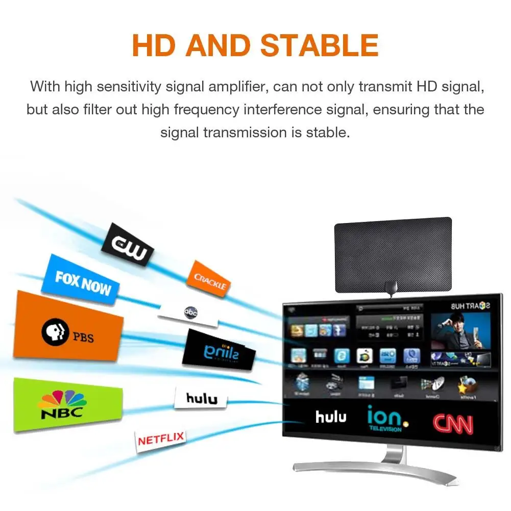HDTV Antenna Indoor Amplified Digital TV ATSC Cable Support All Television |