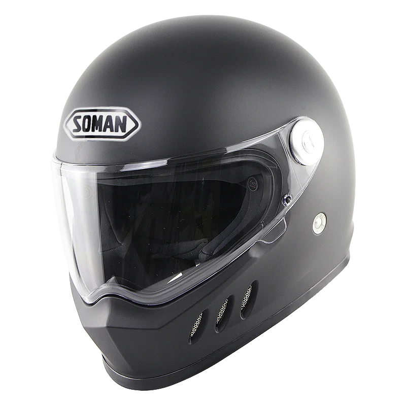 Matte Black Soman Full Face Helmet Flip Up Casque Racing Cubierta De Casco Moto Ventilated Casco Patinete Casque Roof Boxer Motocycle Helmet - Color: Matte Black