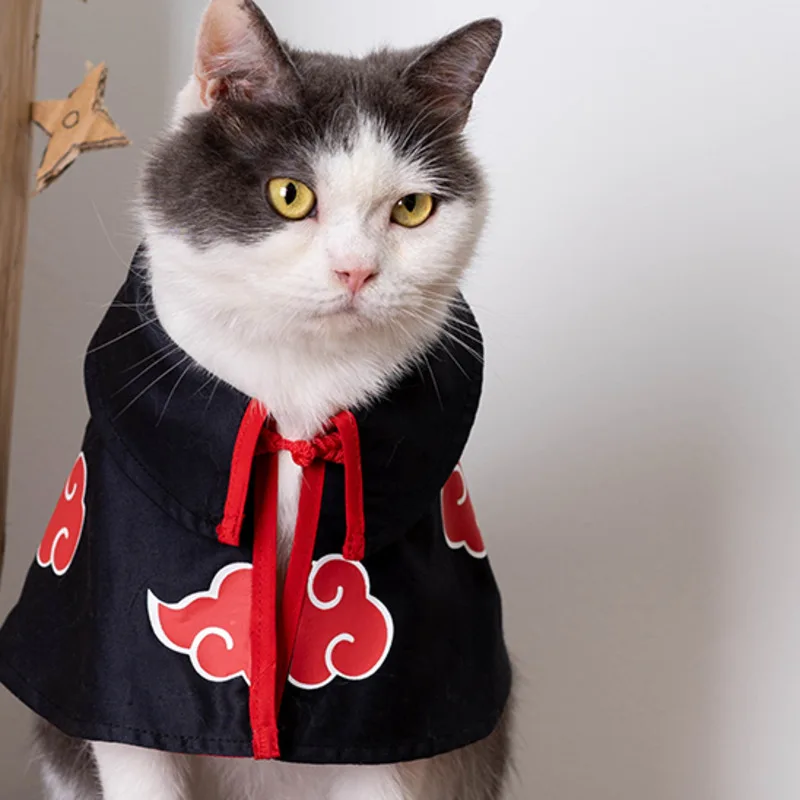 

VOW Pets Naruto Akatsuki Cat Cloak Cat Dog COS Costume Ninja Dress Cape Pet Cape Leisure Tops Red Cloud Cloak