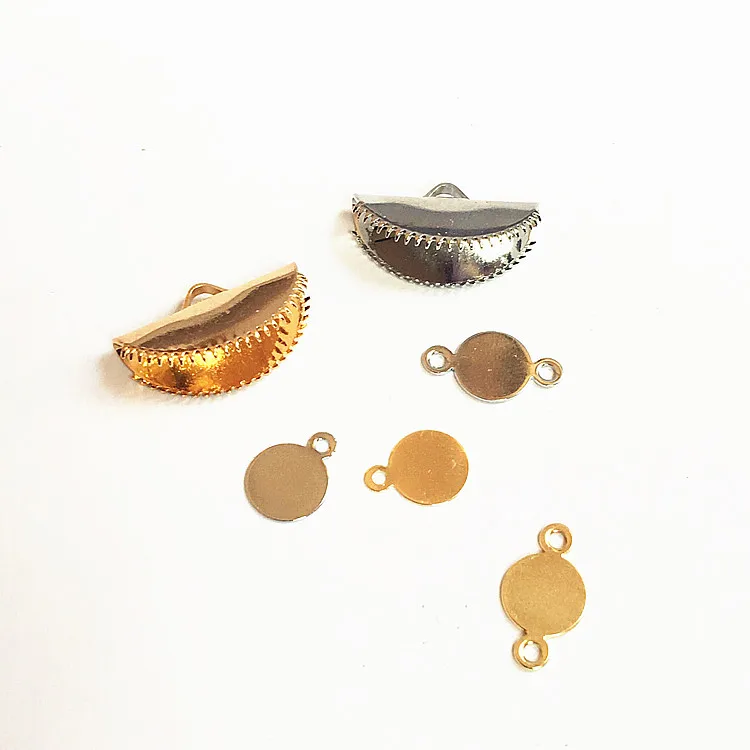 

DIY handmade jewelry accessories copper semi-round tip mouth clip single hanging double hanging round piece earpiece pendant