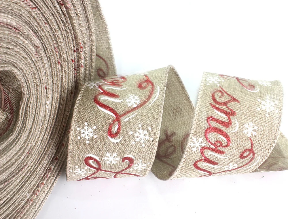 Рождественская лента 6 3*200 см ткань льняного типа сделай сам бант Ремесла Декор