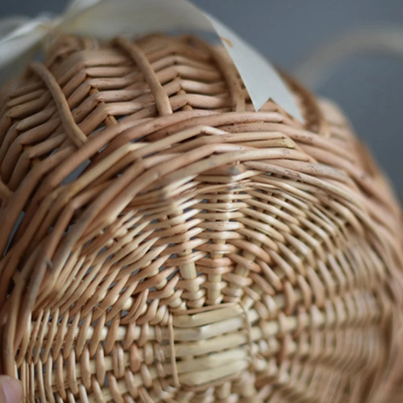 

Woven Flower Basket Rattan Storage Basket Flower Girl Hand Basket Handmade Flower Basket with Bow