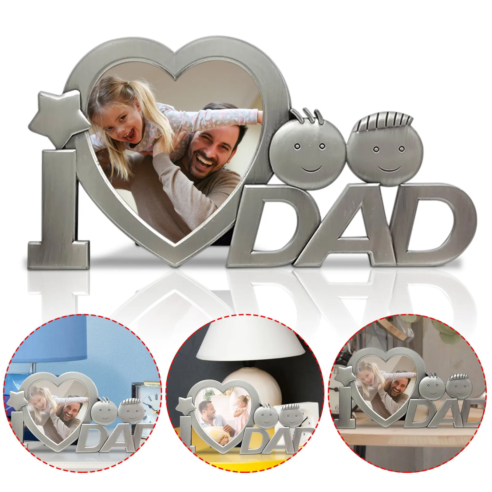 Декор для дома настольная фоторамка в форме папы I LOVE подарок на день отца 19*10 2