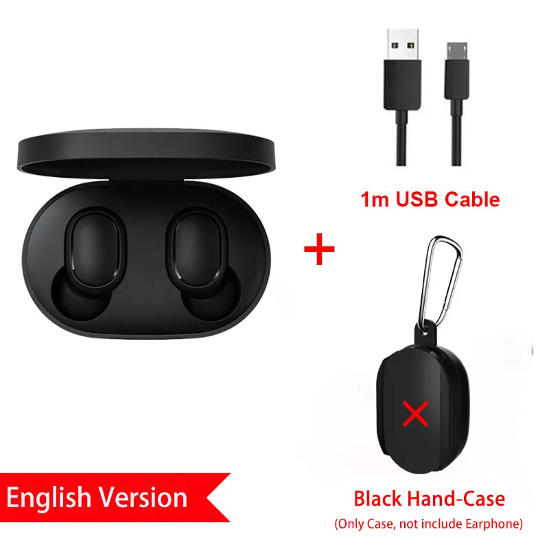 EN HandCase Black C Xiaomi Redmi Airdots Xiaomi Bluetooth беспроводные стерео наушники Голосовое управление Bluetooth 5,0 шумоподавление управление - Цвет: EN HandCase Black C