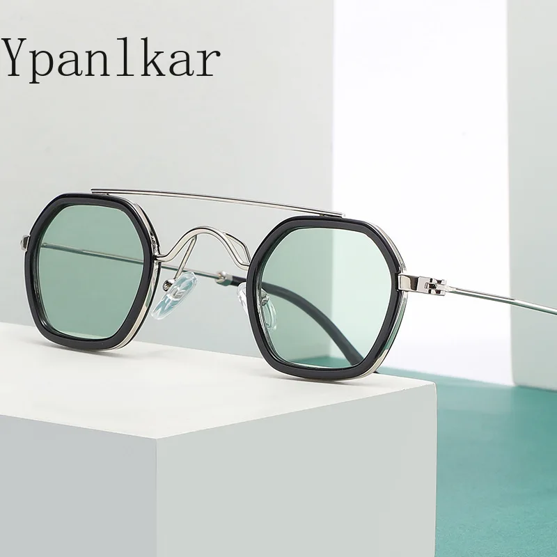 

Fashion Small Frame Square Sunglasses For Men's Metal Luxury Brand Designer Sun Glasses Women's Retro Double Beam Eyewear UV 400