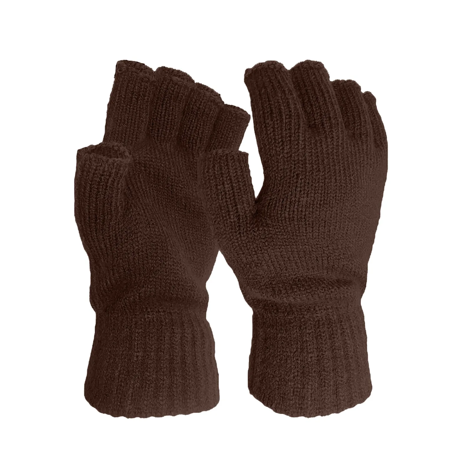 Перчатки без пальцев шерстяные вязаные однотонные перчатки разных цветов для