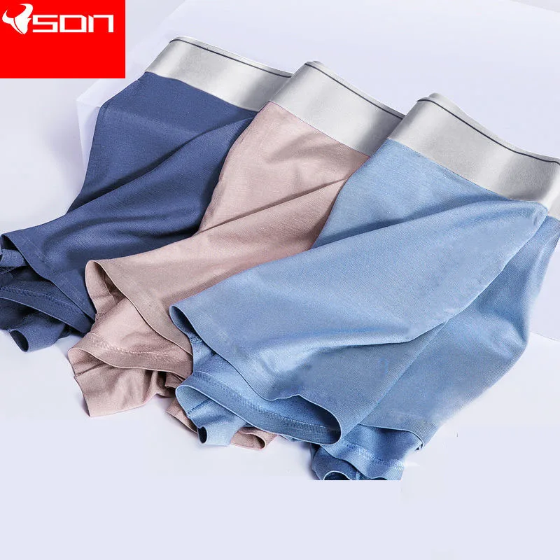 Men Underwear Ice Silk Boxers Panties Comfortable Mens Underpants Sexy Solid Brand BoxerShorts Men Modal Simple Plus Size Boxer