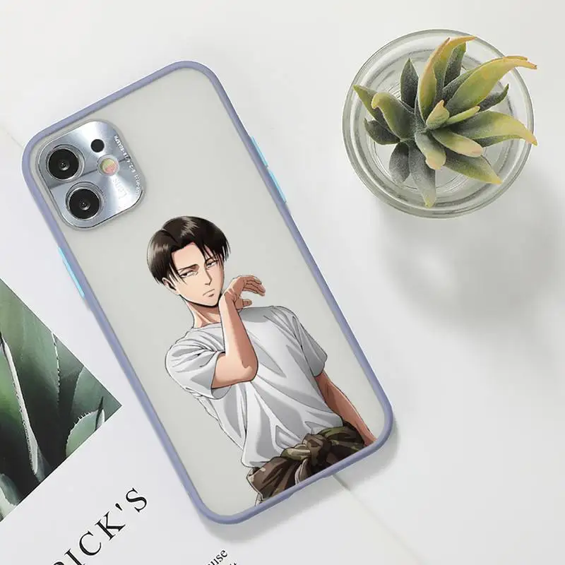 

Attack on titan Phone Case For iPhone 12 11 Mini Pro XR XS Max 7 8 Plus X Matte transparent Gray Back Cover