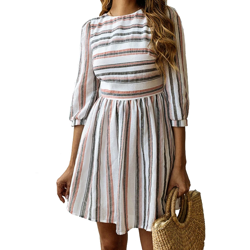 Английский стиль модное платье женское уличная одежда с круглым вырезом а силуэт