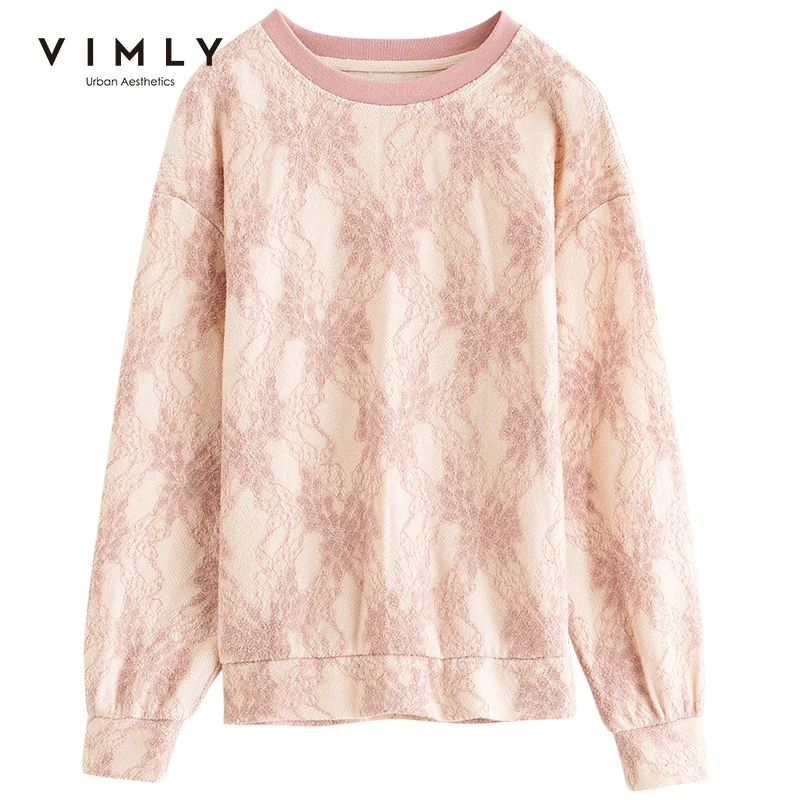 Свитшот Vimly Женский Повседневный трикотажный Свободный пуловер с круглым