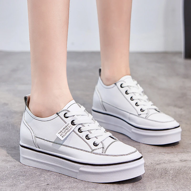 

Women Height Increasing Shoes White Genuine Leather Spring/Summer/Autumn/Winter Casual Ladies Female Shoes Loafers Footwear