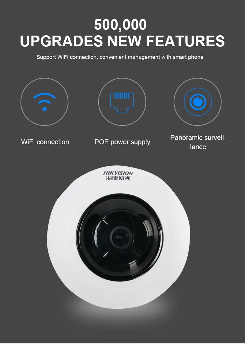 HIKVISION DS-2CD3955FWD-IWS 5MP рыбий глаз камера 360 вид ip-камера поддержка WiFi SD карта PoE IR Hik-подключение P2P приложение
