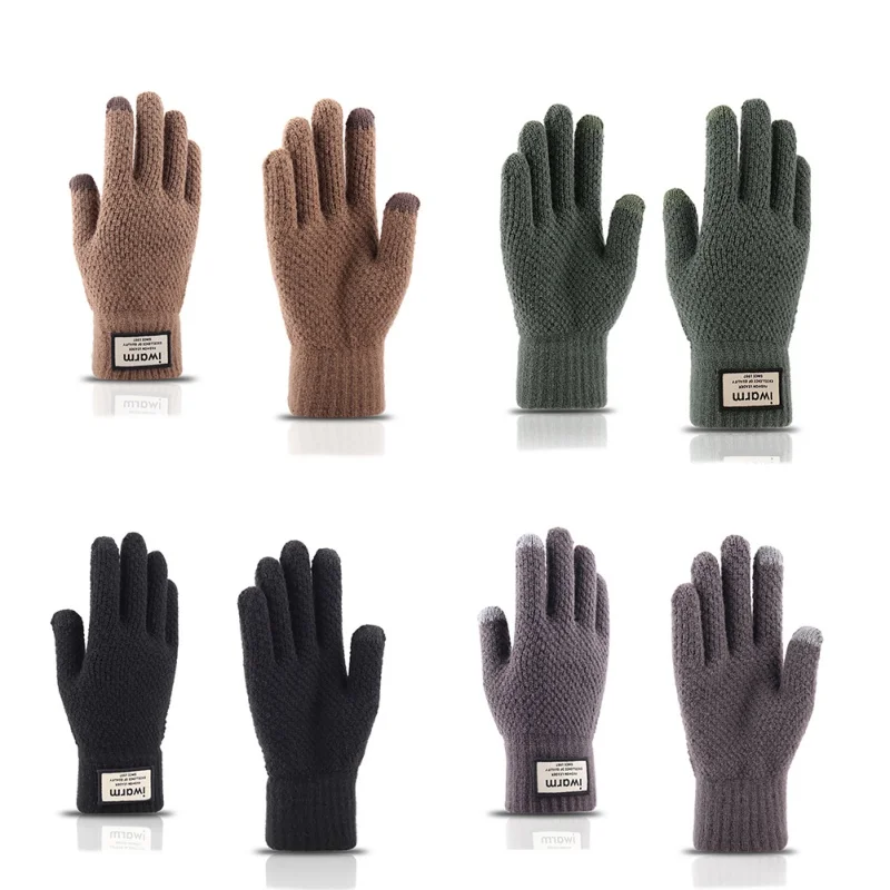 Зимняя Осенняя вязаная Glovess сенсорный экран мужские утепленные шерстяные