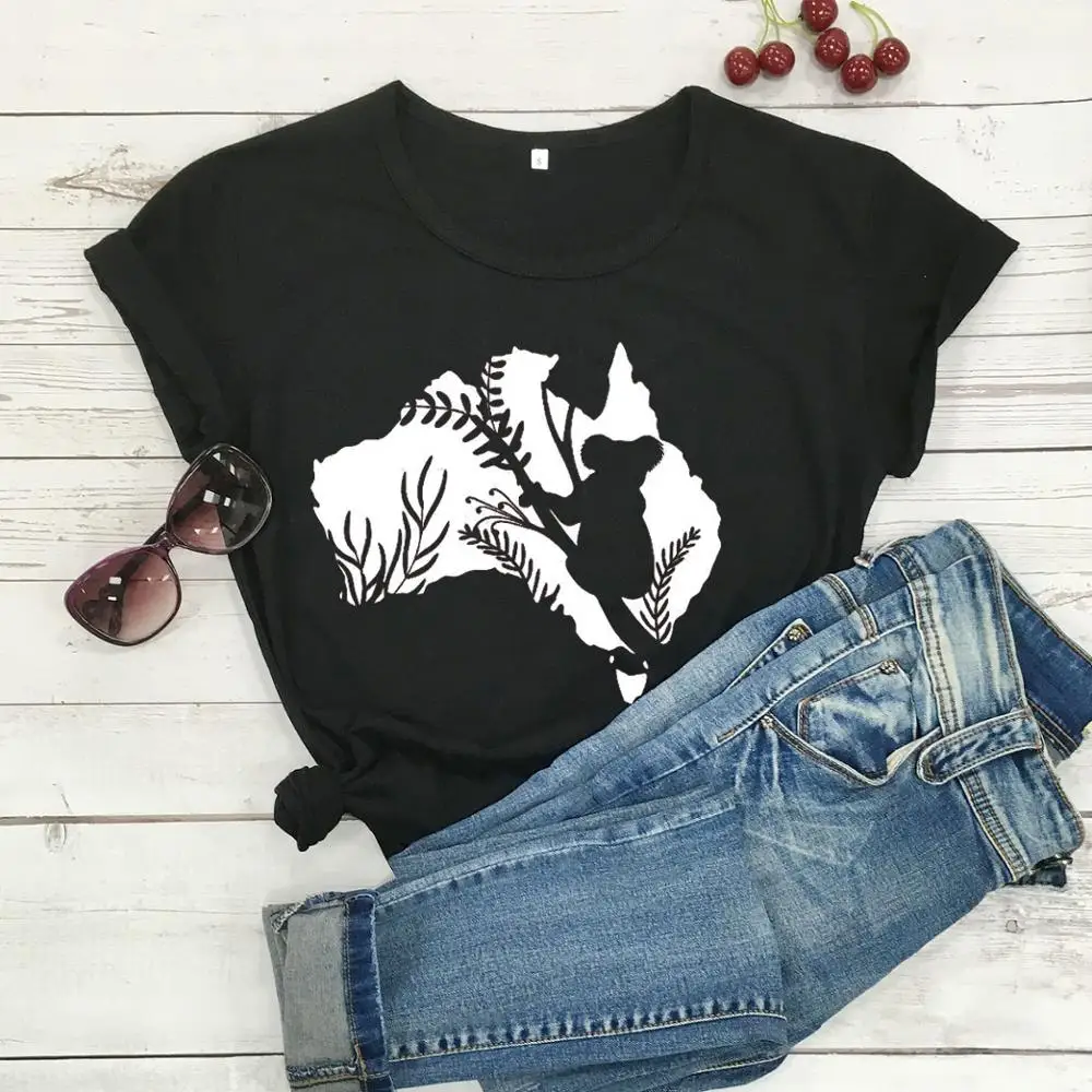 Футболка с надписью Сохранить коалы Забавные футболки австралийской картой