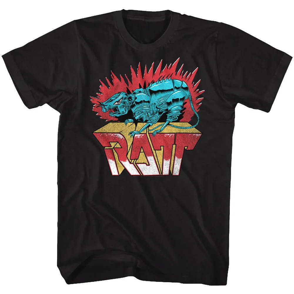 Ратт рок группа робот крыса Мужская футболка Металлический Альбом Обложка