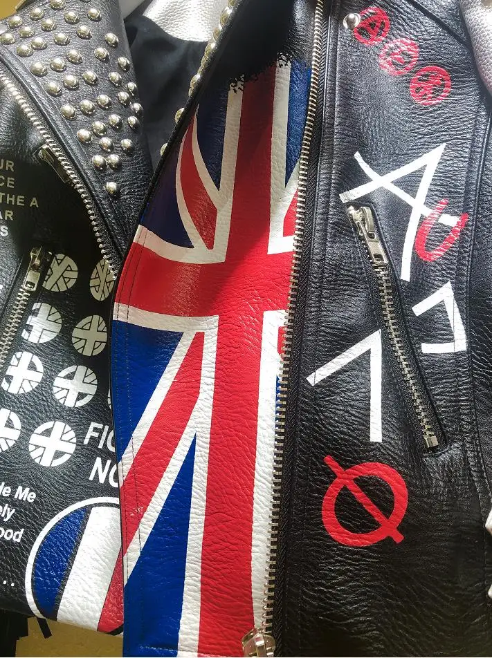 4XL размера плюс в стиле панк с отделкой бисером кожаный Куртки отложным