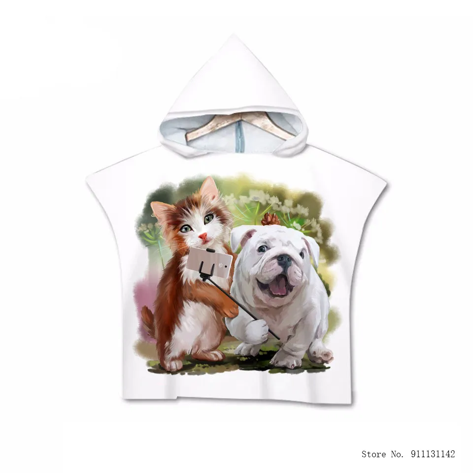 Пляжное полотенце с капюшоном модный банный халат ручной росписи милыми