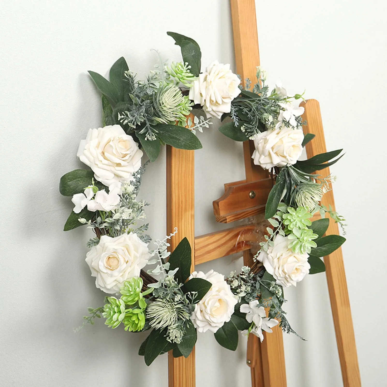 

Blooming Camellia Wreath Artificial Plant Outdoor Flower Garland Spring Home Wedding Decoration Peony Garden Rattan Fake Flower