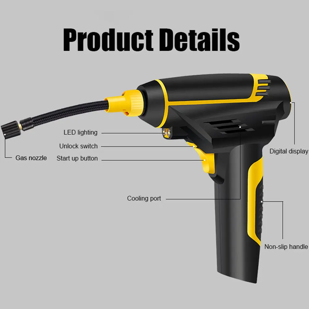 Беспроводной или проводной автомобильный воздушный компрессор 120 Вт 12 В ручной