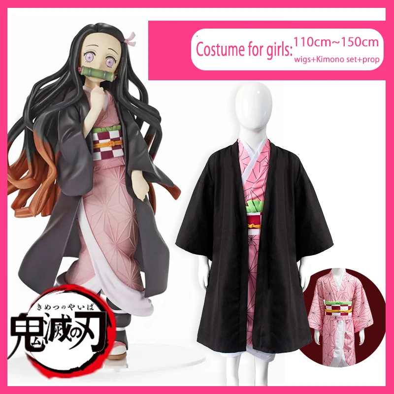 

Детский карнавальный костюм Kimetsu no Yaiba из аниме «Демон-убийца», кимоно Kamado Nezuko, карнавальные вечерние костюмы для девочек на Хэллоуин