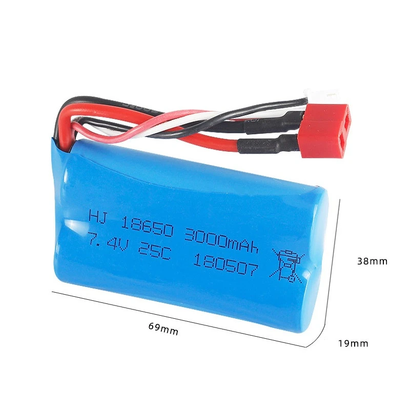 7 4v 3000mah lipo battery 18650 for q46 wltoys 10428 1242812423 rc car spare parts with charger 7 4v 2s battery for toys parts free global shipping