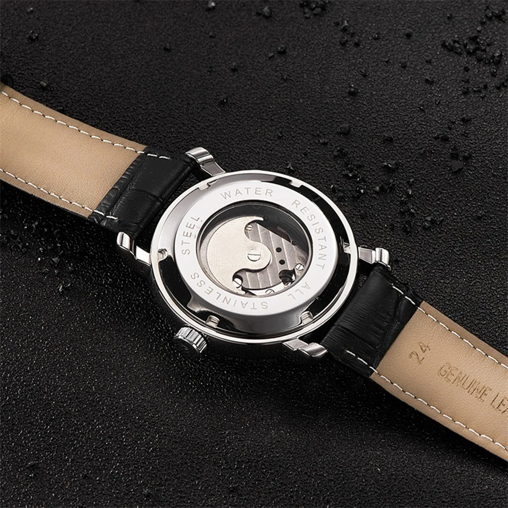 OUYAWEI, новинка, механические наручные часы, розовое золото, чехол Tourbillon, Moonphase, автоматическая обмотка, мужские часы, деловые часы, Montre Homme