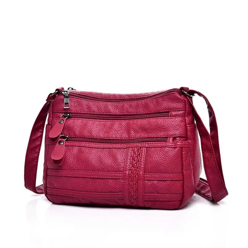 

2021 NEW High Quality Soft Washed PU Leather Vintage Fashion Multi Pocekts Bag Women's Handbags Women Shoulder Crossbody Bags