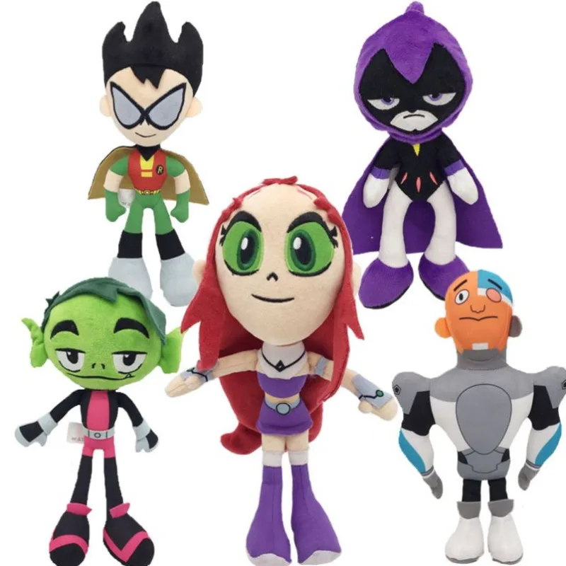 

Cartoon Animation Plush Toy 25CM Robin Beast Raven Cyborg Starfire Cartoon Figure Stuffed Plush Dolls Boys Kids Birthday Gifts