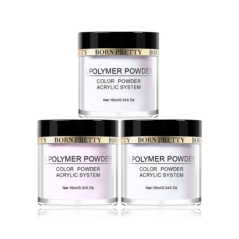 10ml 3 colors BORN PRETTY 30 мл акриловый порошок Резьба ногтей полимерный наконечник расширение французский розовый, белый, прозрачный самоклеющиеся стразы порошок для ногтей - Цвет: 10ml 3 colors