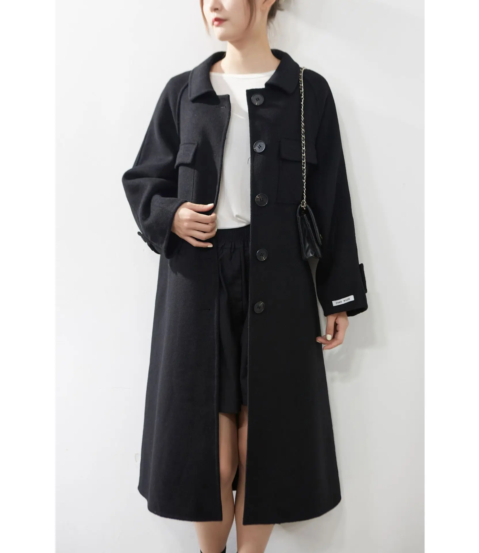 

Women Elegant Winter 100%Wool Overcoat Long Bandage Woolen Coat Cardigan Loose Plus Size Abrigos Mujer Manteau Femme Hiver