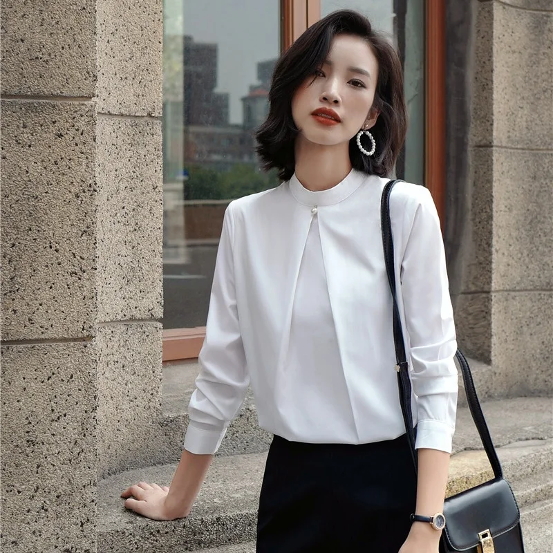 Новинка 2020 модные женские блузки и топы с длинным рукавом белая офисная женская