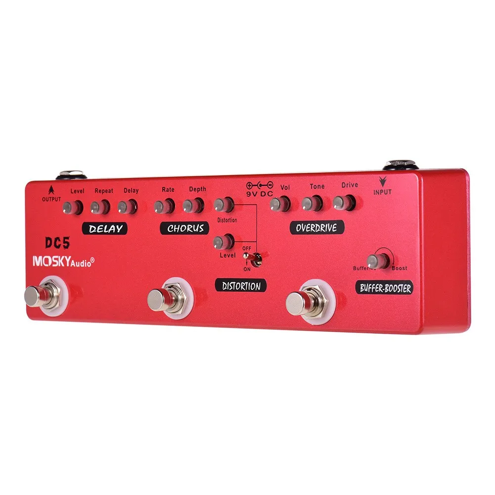 

DC5 All-in-one Guitar Effects Pedal Delay Chorus Distortion Overdrive Booster Buffer Multi-Effect Pedal True Bypass Basses Parts