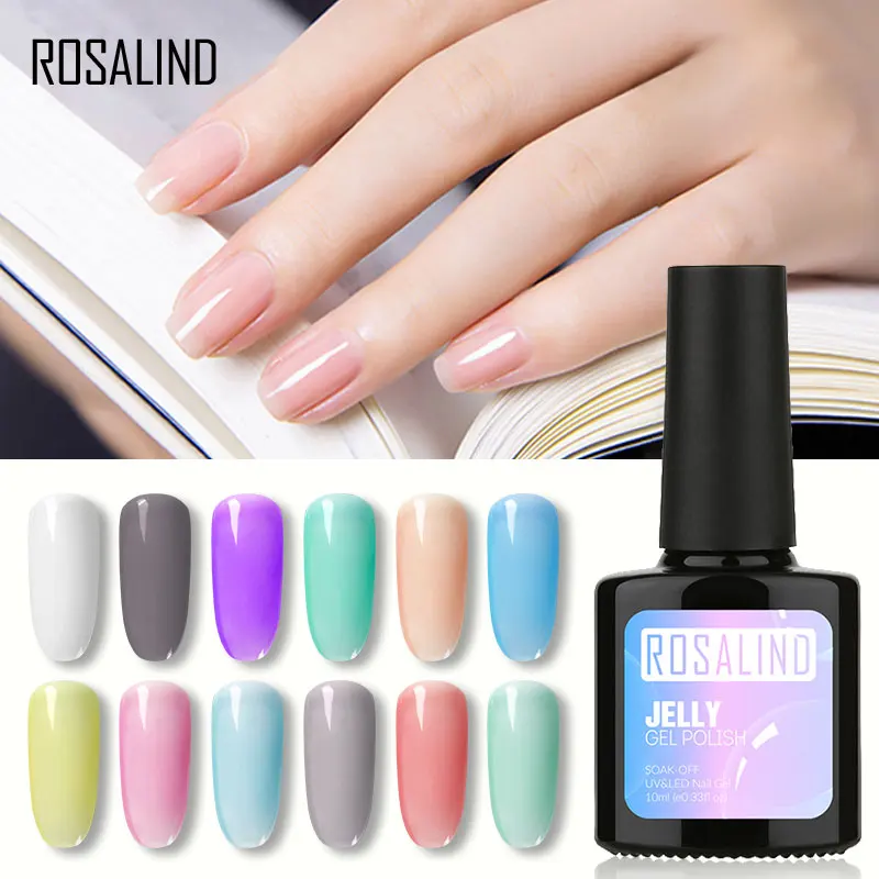 Гель лак для ногтей ROSALIND 10 мл серия Jelly стойкий Светодиодный УФ наращивания