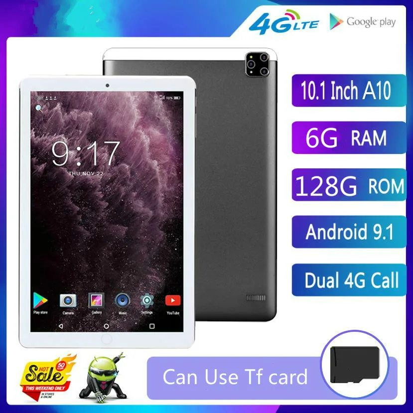 

2021 Hot Sale Android 9.0 10.1 Inch Ten Core 6G +128GB WiFi Tablets Dual SIM Dual Camera 8.0MP IPS Bluetooth 4G WiFi Tablets