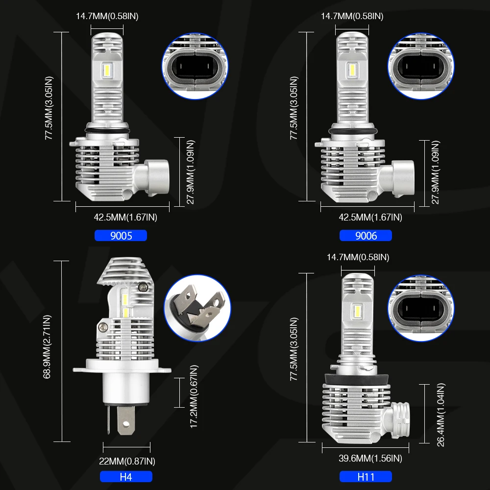 NOVSIGHT H7 светодиодный фонарь для автомобиля H4 12 В 9005 9006 HB3 HB4 Turbo H11 6000 К Белый para auto 2020