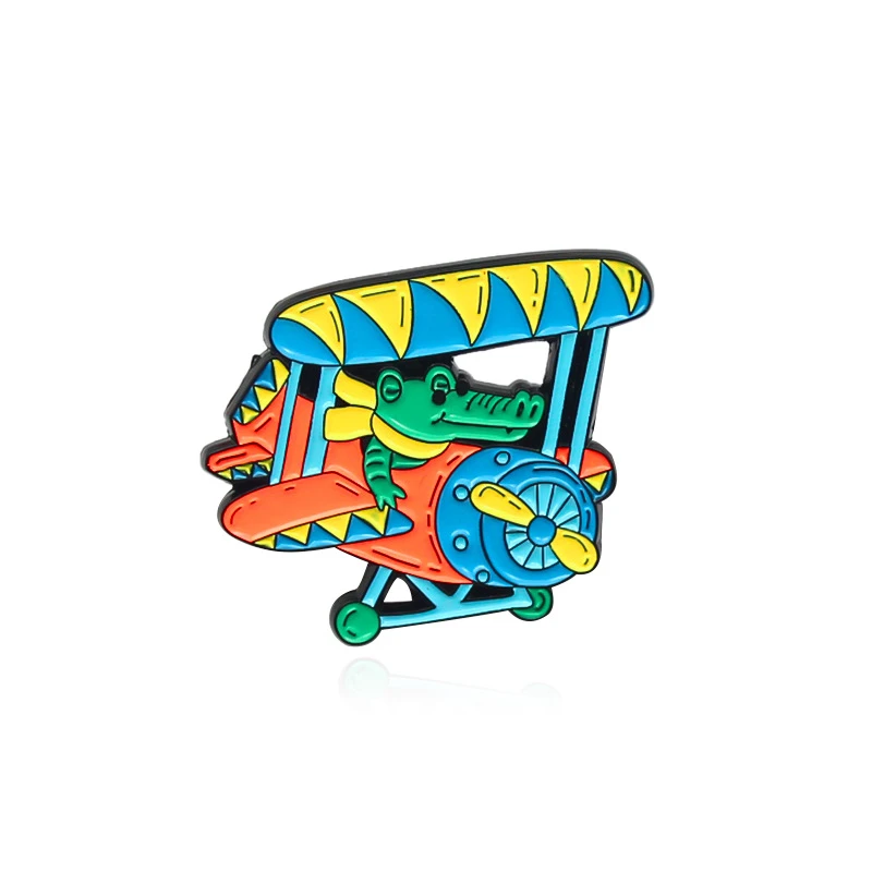 

Creative Design Cute Crocodile Helicopter Brooch Cartoon Colorful Animal Brooch Colorful Brooch Bird Rest Brooch