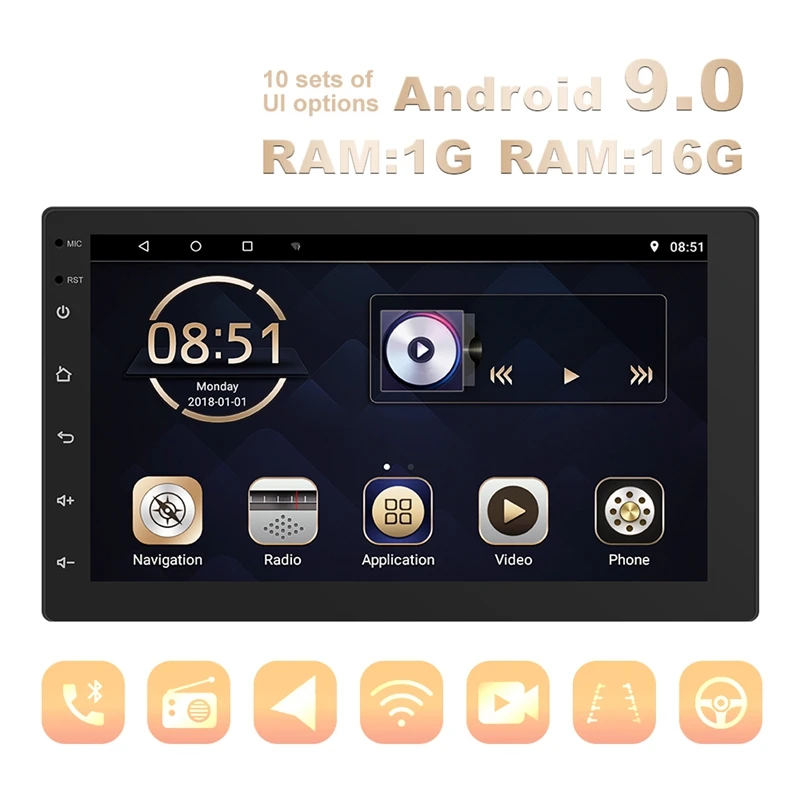 7 дюймов WI-FI автомобильный стерео Android 9 0 MP5 плеер Поддержка GPS OBD 3 Экран