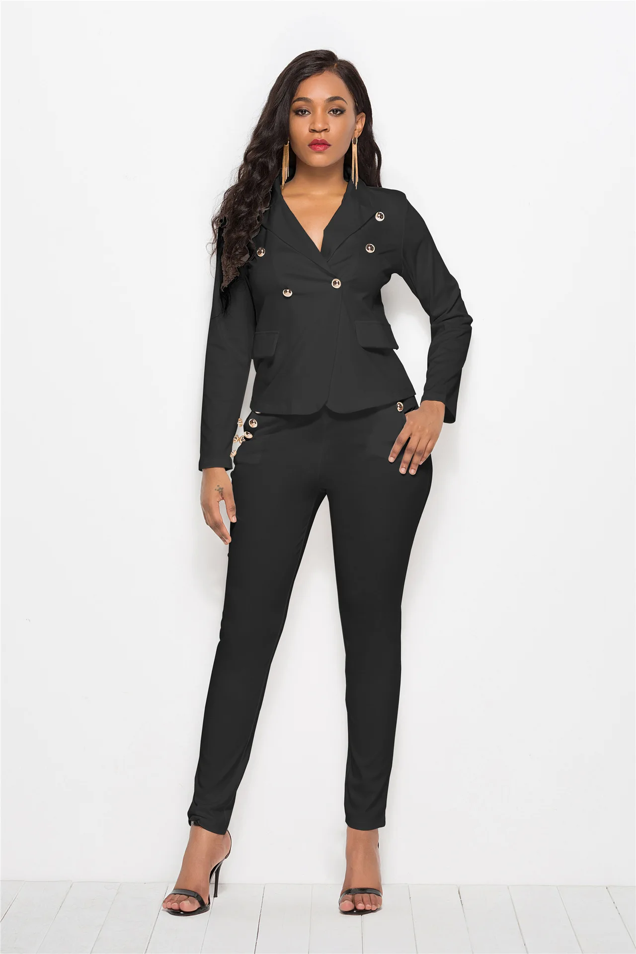 Женские офисные костюмы из двух предметов элегантный облегающий деловой топ с V