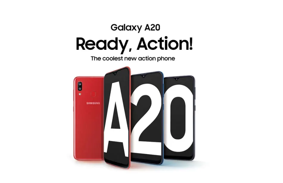 Мобильный телефон samsung Galaxy A20 A205GN/DS, 6,4 дюймов, 3 ГБ ОЗУ, 32 Гб ПЗУ, восьмиядерный смартфон Exynos 7884, Android 9, две sim-карты, 4G