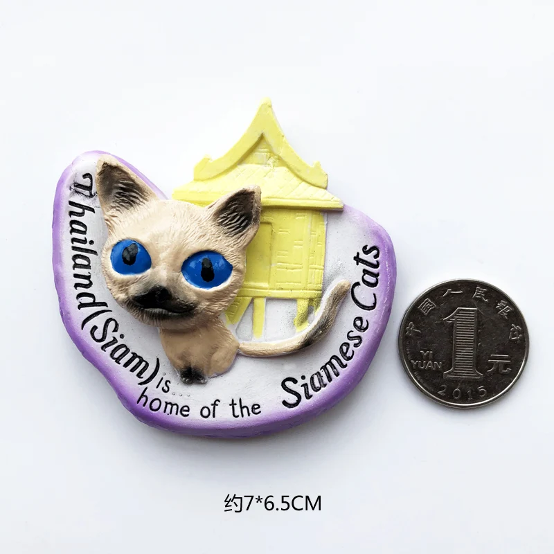 Thai Siamese Cat Магниты страны на холодильник, Франция, Корея, Япония, самуо, Таиланд, Мьянма, магнитный стикер на холодильник, сувенир для путешествий во всем мире, магнитный - Цвет: Thai Siamese Cat