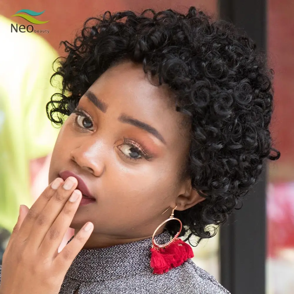 Парик из человеческих волос для чернокожих женщин однотонный кудрявый