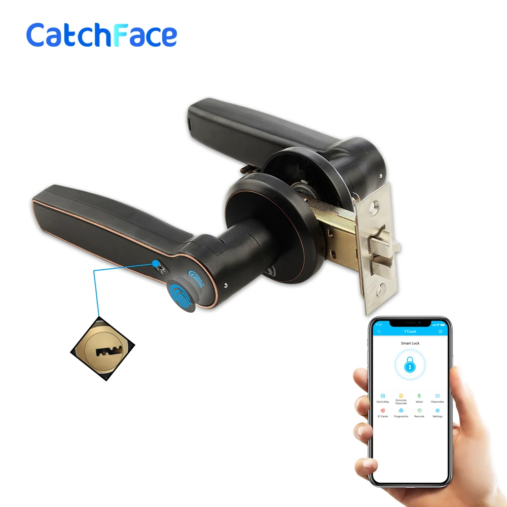 Дверной смарт замок с Bluetooth и отпечатком пальца электронный