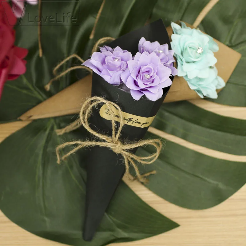 5 шт./лот DIY крафт-бумага винтажная Складная Подарочная коробка ремесла креативный подарок Декоративный букет ручной работы товары для цветов 15x15 см